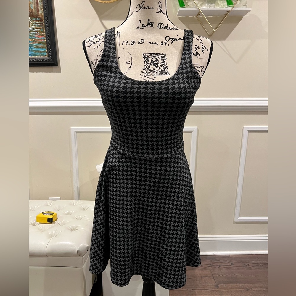 Gray and black cross check dress